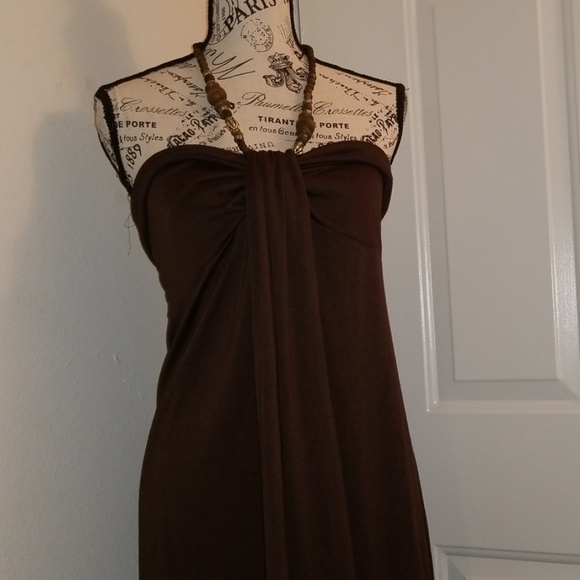 C. Graffitti Tops - *SOLD* Brown halter shirt/dress